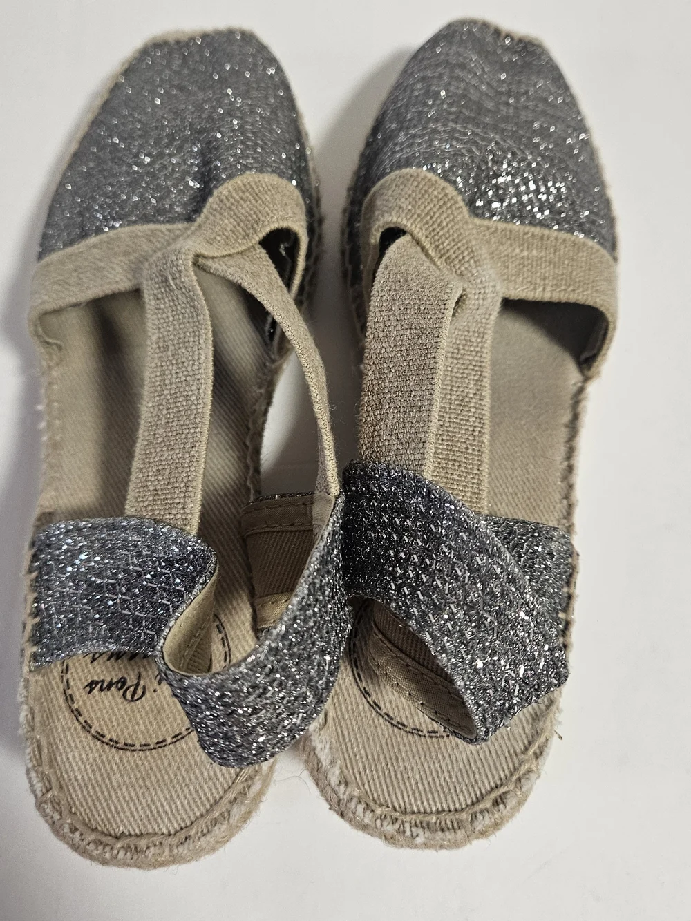Toni PONS Glitter Espadrille Slingback Flats - Silver